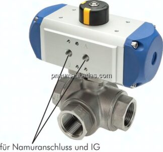 Pneumat. 3-Wege-Kugelhahn (L), doppeltwirkend, G 1", ES