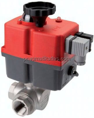 Elektr. 3-Wege-Kugelhahn (L), G 1/4", 24 bis 240 V (AC/DC)