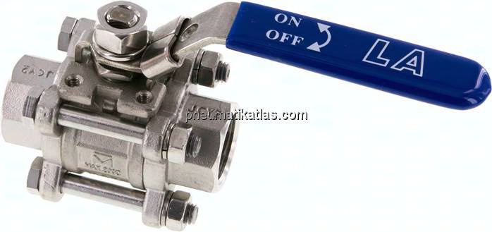 3-teiliger Edelstahl-Kugelhahn, G 3/4", 0 - 63bar