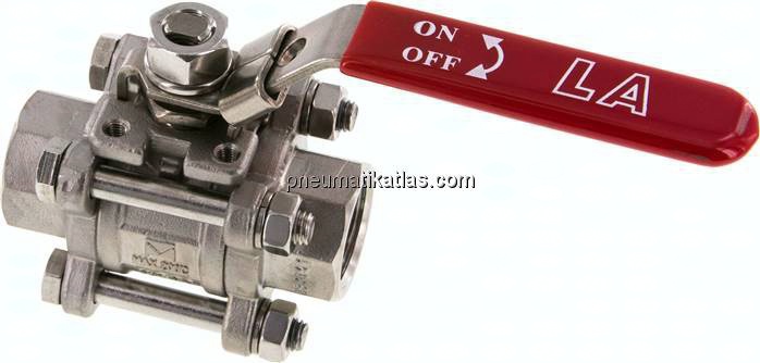3-teiliger Edelstahl-Kugelhahn, NPT 3/4", 0 - 63bar
