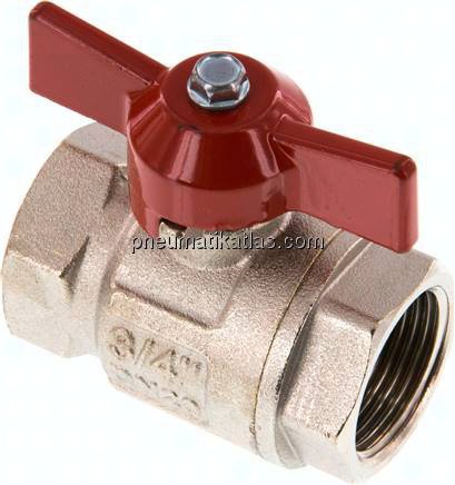 Messing-Kugelhahn, kurz, G 3/4", -0,9 bis 40 bar, voller Durchgang