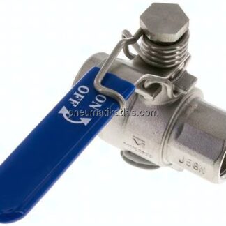 Edelstahl-Kugelhahn, Rp 3/4", -0,9 bis 63bar, federschließend