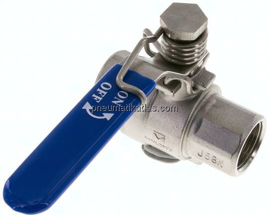 Edelstahl-Kugelhahn, Rp 3/4", -0,9 bis 63bar, federschließend