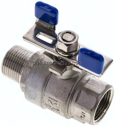 Edelstahl-Kugelhahn, leicht, R 3/4" / Rp 3/4", 0 - 63bar