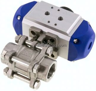 Pneumat. Edelstahl-Kugelhahn, G 3/4", Feder-öffnend