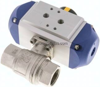 Pneumat. Messing-Kugelhahn, G 3/4", Feder-schließend, FKM-Dichtung