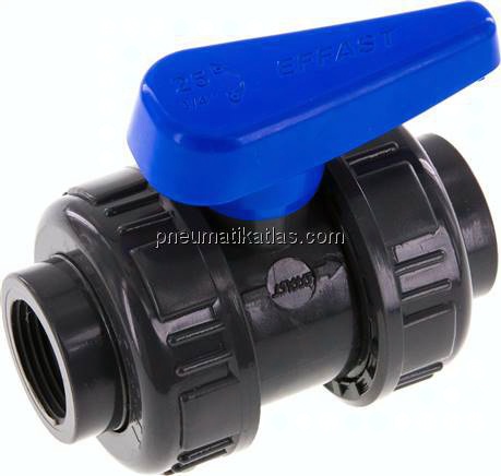Kugelhahn, PVC-U / EPDM, Rp 3/4" (Wasserausführung)