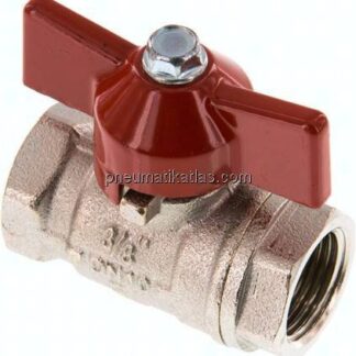 Messing-Kugelhahn, kurz, G 3/8", -0,9 bis 50 bar, voller Durchgang