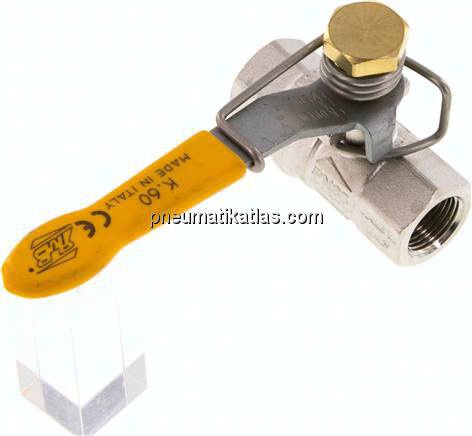 Messing-Kugelhahn, G 3/8", -0,98 bis 65bar, federschließend