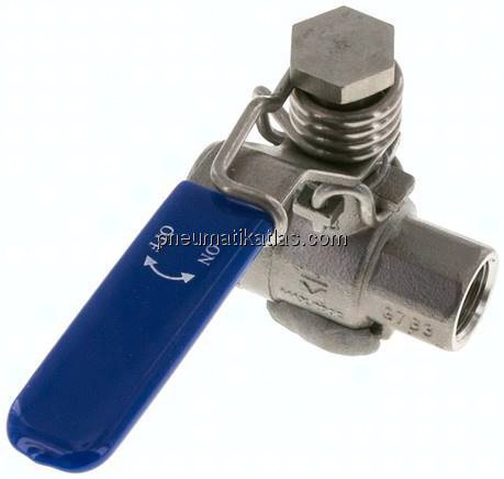 Edelstahl-Kugelhahn, Rp 3/8", -0,9 bis 63bar, federschließend