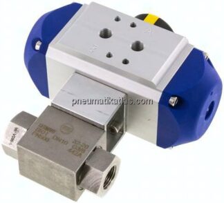 Pneumat. Hochdruck-Kugelhahn, Feder-schließend, G 3/8", Edelstahl 1.4571