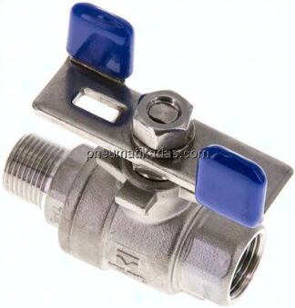 Edelstahl-Kugelhahn, leicht, R 3/8" / Rp 3/8", 0 - 63bar