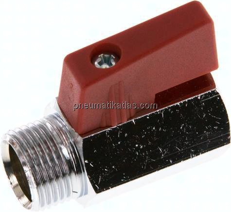 Messing-Minikugelhahn G 3/8" Innengewinde / Außengewinde, PN 16