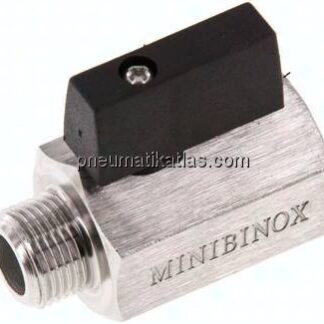 Edelstahl-Minikugelhahn G 3/8" Innengewinde / Außengewinde, PN 25