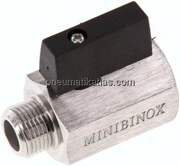 Edelstahl-Minikugelhahn G 3/8" Innengewinde / Außengewinde, PN 25