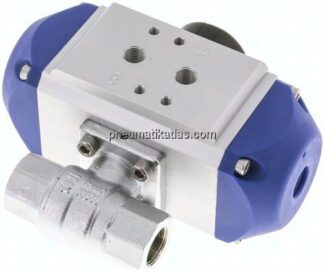 Pneumat. Messing-Kugelhahn, G 3/8", Feder-öffnend, FKM-Dichtung