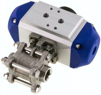 Pneumat. Edelstahl-Kugelhahn, G 3/8", Feder-öffnend, FKM-Dichtung