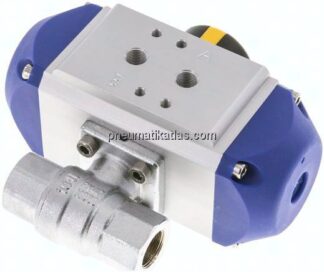 Pneumat. Messing-Kugelhahn, G 3/8", Feder-schließend