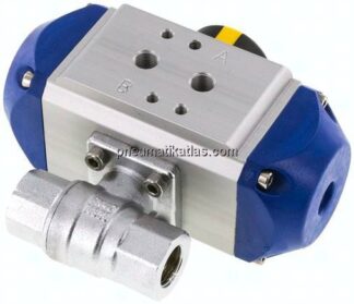 Pneumat. Messing-Kugelhahn, G 3/8", Feder-schließend, FKM-Dichtung