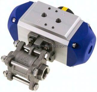 Pneumat. Edelstahl-Kugelhahn, G 3/8", Feder-schließend