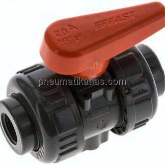 Kugelhahn, PVC-U / EPDM, Rp 3/8" (Industrieausführung)