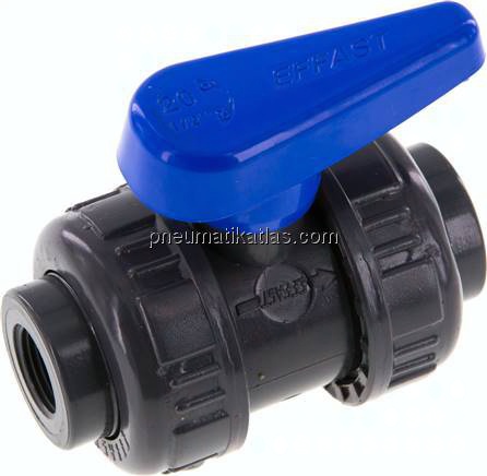 Kugelhahn, PVC-U / EPDM, Rp 3/8" (Wasserausführung)