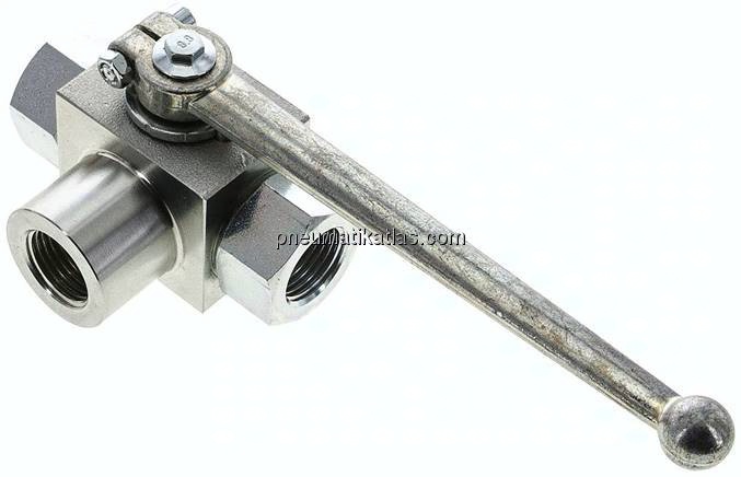 Hochdruck-3-Wege Kugelhahn, L-Bohrung, G 1/2", 0 - 500bar