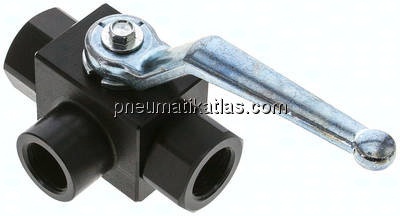Hochdruck-3-Wege Kugelhahn, L-Bohrung, G 1/2", 0 - 350bar
