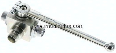Hochdruck-3-Wege Kugelhahn, L-Bohrung, 12 L (M18x1,5), 0 - 315bar