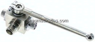 Hochdruck-3-Wege Kugelhahn, T-Bohrung, 12 L (M18x1,5), 0 - 315bar