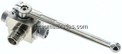 Hochdruck-3-Wege Kugelhahn, L-Bohrung, 12 S (M20x1,5), 0 - 500bar