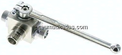 Hochdruck-3-Wege Kugelhahn, T-Bohrung, 12 S (M20x1,5), 0 - 500bar