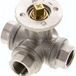 3-Wege-Kugelhahn, Direktmontageflansch G 1/2", T-Bohrung