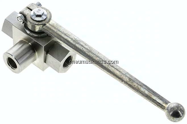 Hochdruck-3-Wege Kugelhahn, L-Bohrung, G 1/4", 0 - 500bar