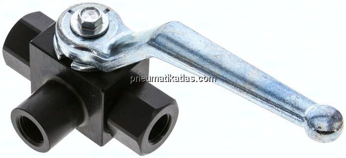 Hochdruck-3-Wege Kugelhahn, L-Bohrung, G 1/4", 0 - 400bar