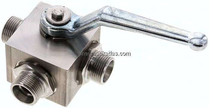 ES-Hochdruck-3-Wege Kugelhahn, T-Bohrung, 15 L (M22x1,5), 0 - 315bar
