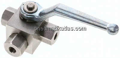 ES-Hochdruck-3-Wege Kugelhahn, L-Bohrung, G 1/8", 0 - 400bar