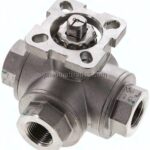 3-Wege-Kugelhahn, Direktmontageflansch G 3/8", L-Bohrung