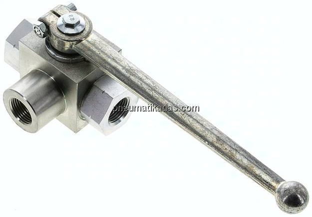 Hochdruck-3-Wege Kugelhahn, L-Bohrung, G 3/8", 0 - 500bar