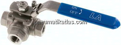 3-Wege Kugelhahn, Edelstahl, T-Bohrung, G 3/8", PN 63