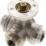 3-Wege-Kugelhahn, Direktmontageflansch G 3/8", T-Bohrung