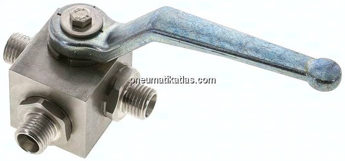 ES-Hochdruck-3-Wege Kugelhahn, T-Bohrung, 8 L (M14x1,5), 0 - 315bar