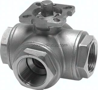 3-Wege-Kugelhahn, Direktmontageflansch G 1-1/4", L-Bohrung