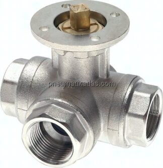 3-Wege-Kugelhahn, Direktmontageflansch G 1-1/4", L-Bohrung