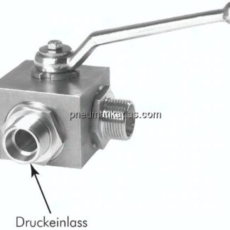 ES-Hochdruck-3-Wege Kugelhahn, L-Bohrung, 22 L (M30x2), 0 - 160bar