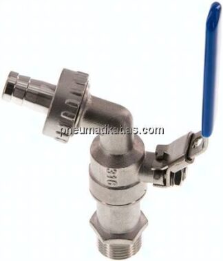 Edelstahl-Kugelauslaufhahn G 1/2"-13 (1/2")mm, PN 16