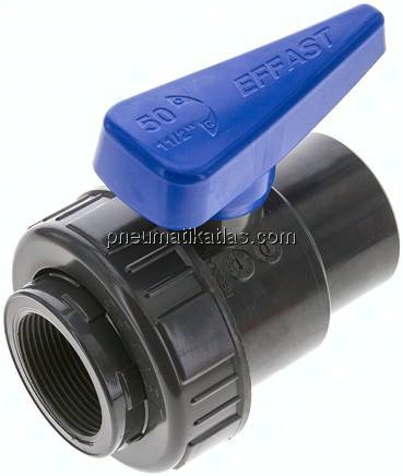 Einring-Kugelhahn, PVC-U / EPDM, Rp 1-1/2" (Wasserausf.)