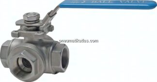 3-Wege Kugelhahn, Edelstahl, L-Bohrung, G 1-1/4", PN 63