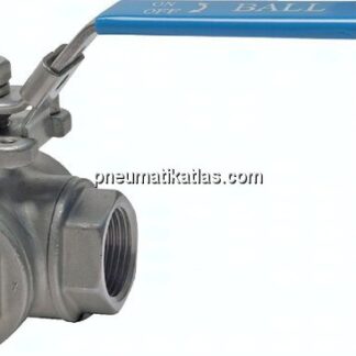 3-Wege Kugelhahn, Edelstahl, L-Bohrung, G 1-1/4", PN 63
