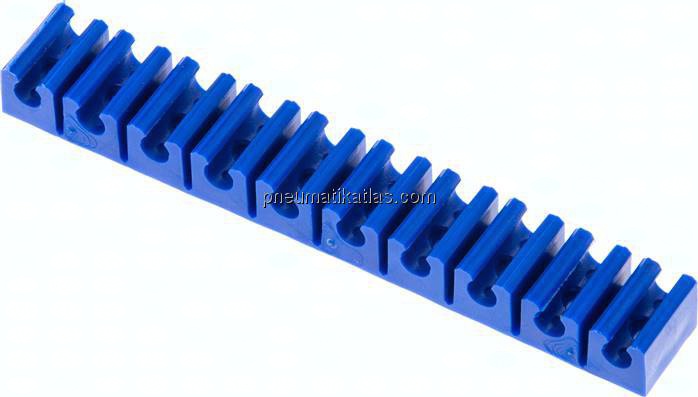 Schlauchklemmleiste, blau 10-fach für 4 - 5mm Schlauch